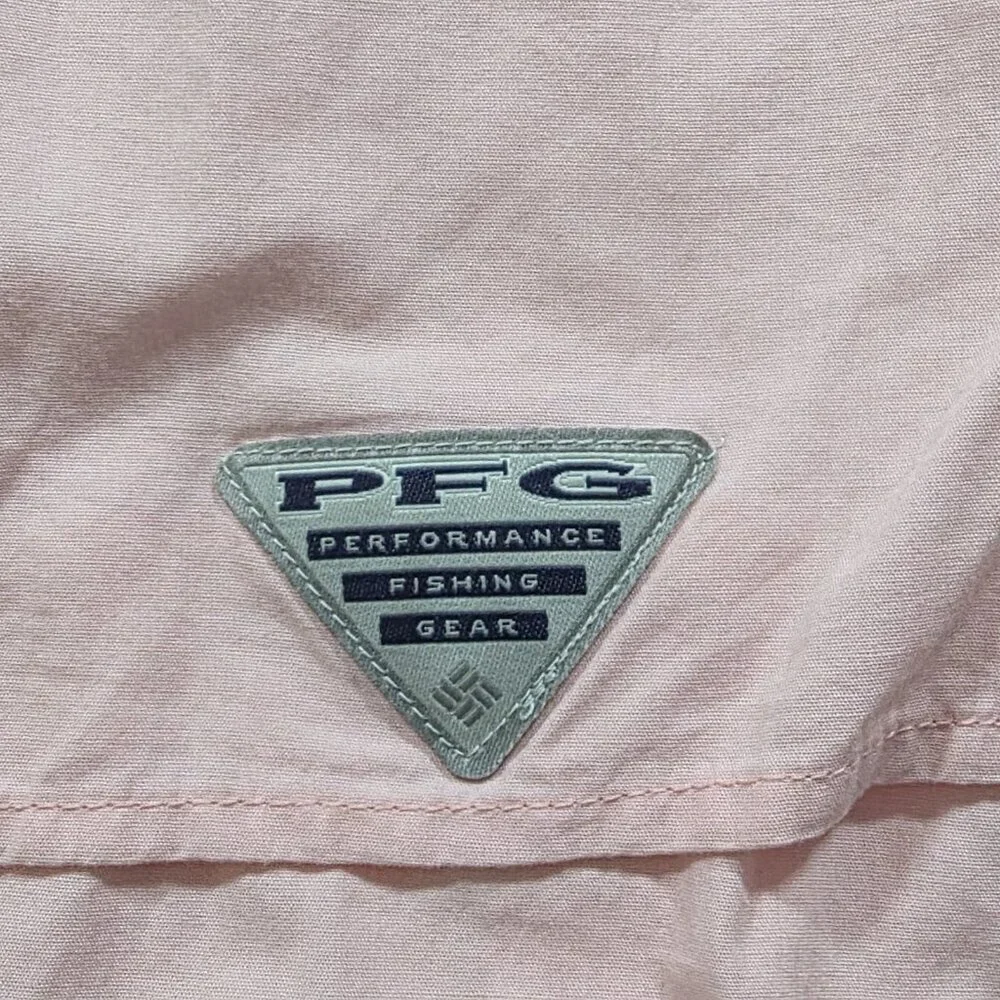 Columbia PFG Fishing Shirt Men XXL Pink Long Sleeve Bonehead Mesh Pockets FM7120